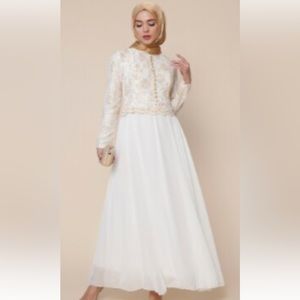 Brand new white and gold fully lined evening dress